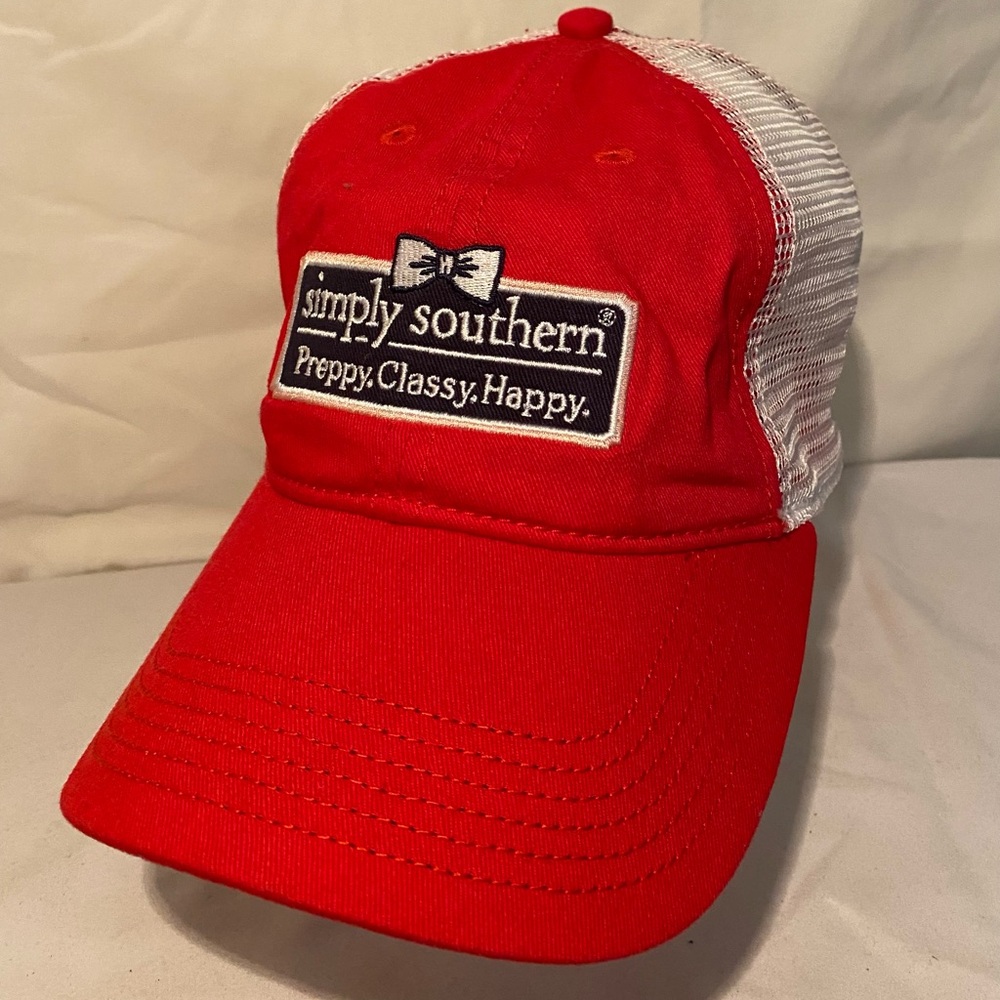 Simply Southern‎ Red And White Trucker Style Adjustable Hat